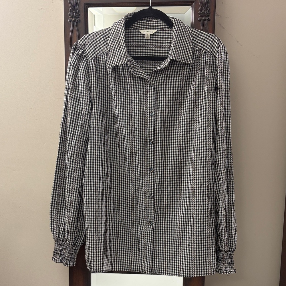 Max Studio Black and White Gingham Shirt - Picture 2 of 15